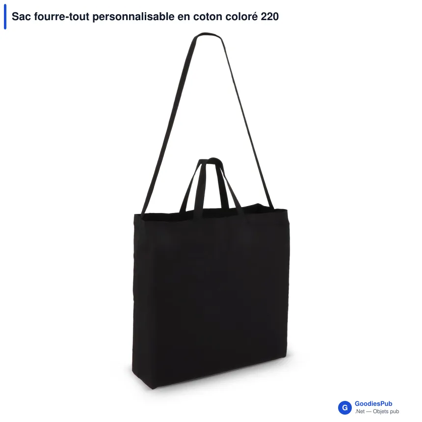 Sac fourre-tout personnalisable en coton coloré 220 g/m² avec logo - 40 x 44 cm - Image 2