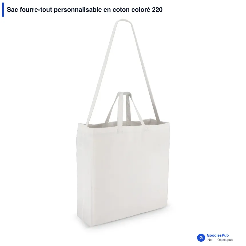 Sac fourre-tout personnalisable en coton coloré 220 g/m² avec logo - 40 x 44 cm - Image 3