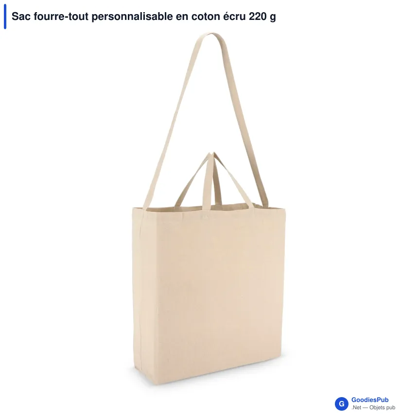 Sac fourre-tout personnalisable en coton écru 220 g/m² avec logo - 40 x 44 cm - Image 2