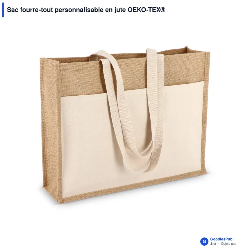 Sac fourre-tout personnalisable en jute OEKO-TEX® avec logo - 45 x 35 cm - Image 2