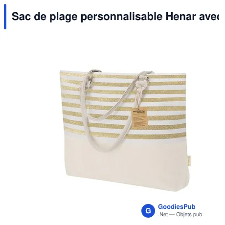 Sac de plage personnalisable Henar avec logo en coton recyclé