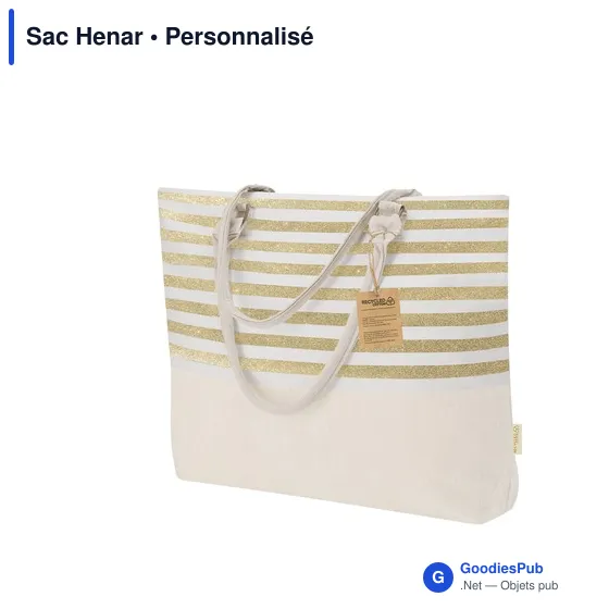 Sac de plage personnalisable Henar avec logo en coton recyclé - Image 1