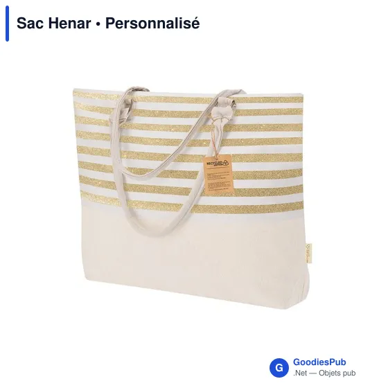 Sac de plage personnalisable Henar avec logo en coton recyclé - Image 4