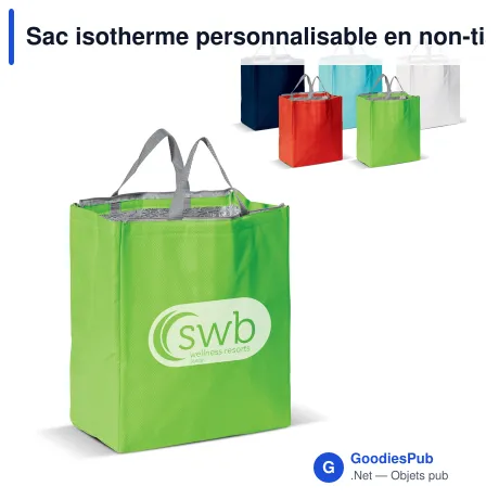 Sac isotherme personnalisable en non-tissé 32,5 x 19,5 x 39 cm avec logo - Cooler