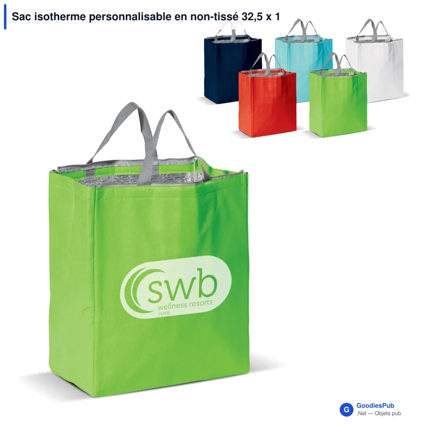 Sac isotherme personnalisable en non-tissé 32,5 x 19,5 x 39 cm avec logo - Cooler - Image 1