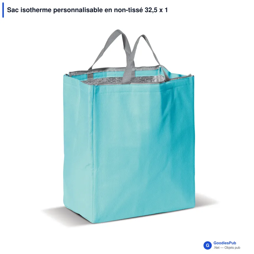 Sac isotherme personnalisable en non-tissé 32,5 x 19,5 x 39 cm avec logo - Cooler - Image 2