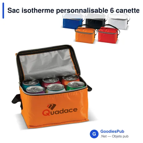 Sac isotherme personnalisable 6 canettes en polyester avec logo - Coloris