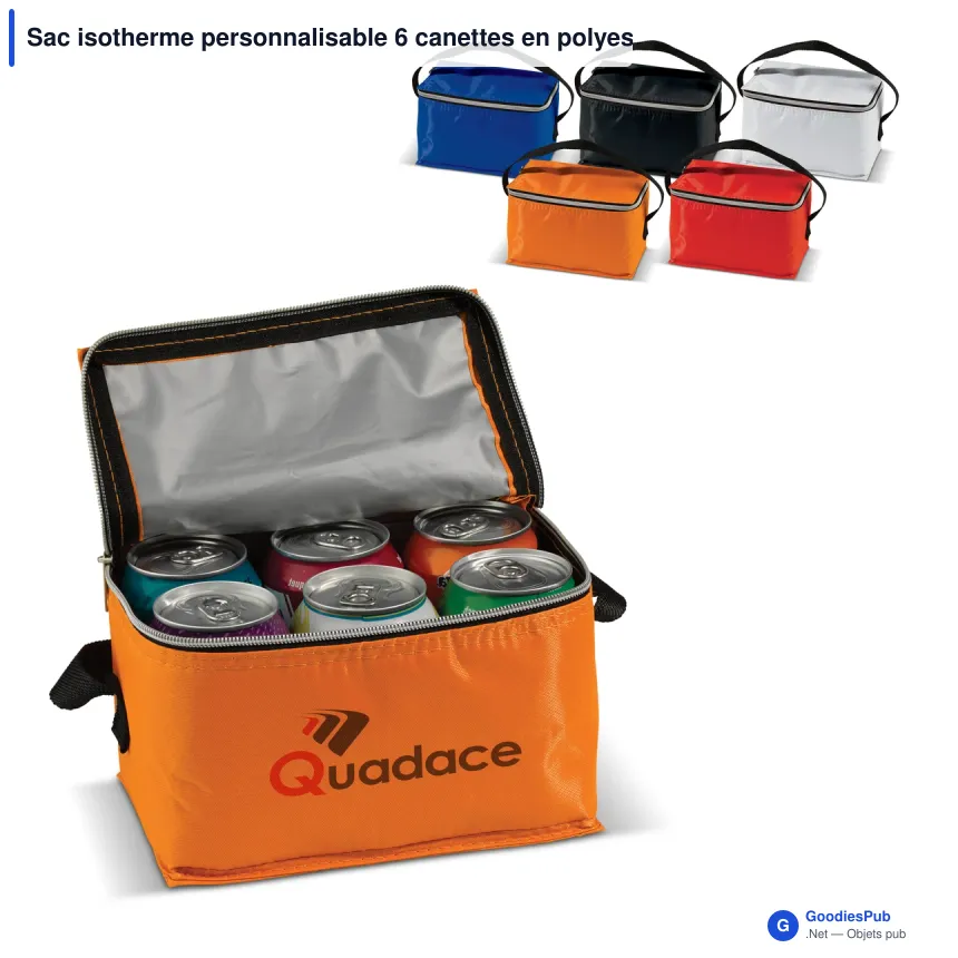 Sac isotherme personnalisable 6 canettes en polyester avec logo - Coloris - Image 1