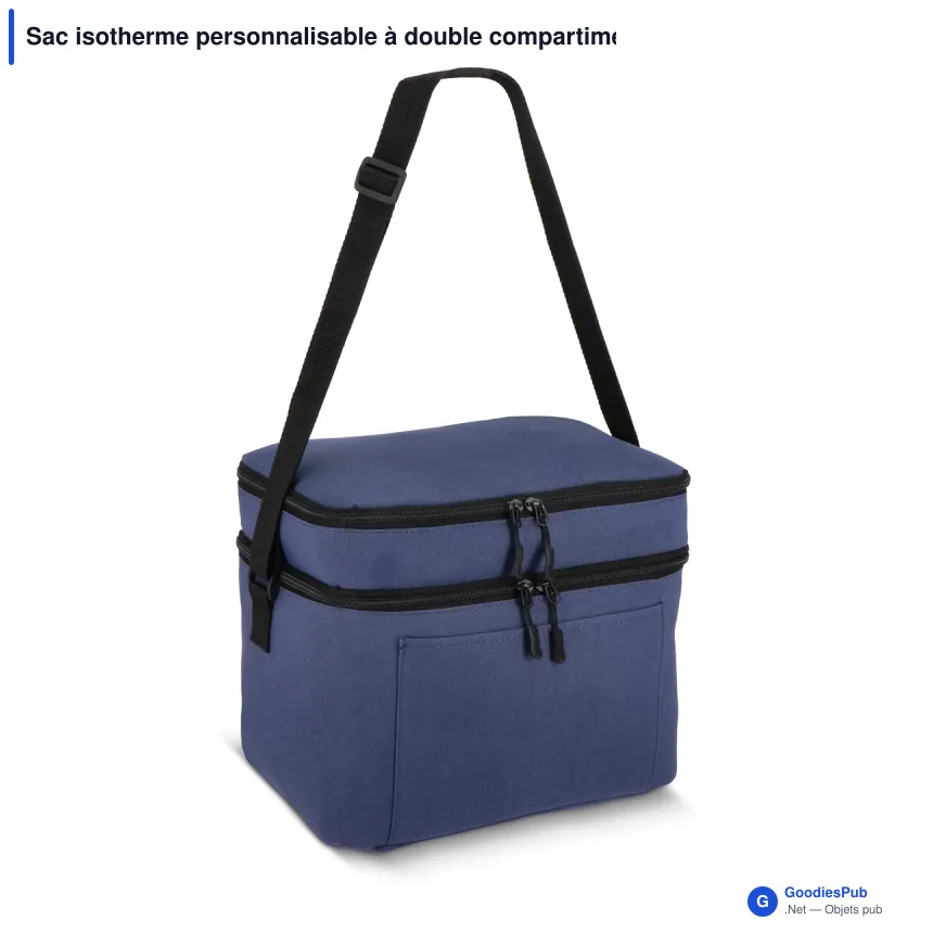 Sac isotherme personnalisable à double compartiment 12 L avec logo - Gris ou noir - Image 3