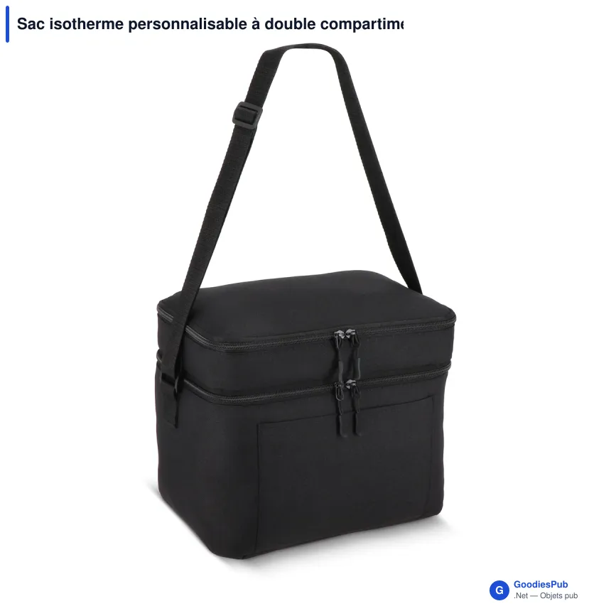 Sac isotherme personnalisable à double compartiment 12 L avec logo - Gris ou noir - Image 4
