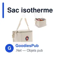 Sac isotherme personnalisable en coton carré avec logo - 22 x 18 x 18 cm - Miniature 1