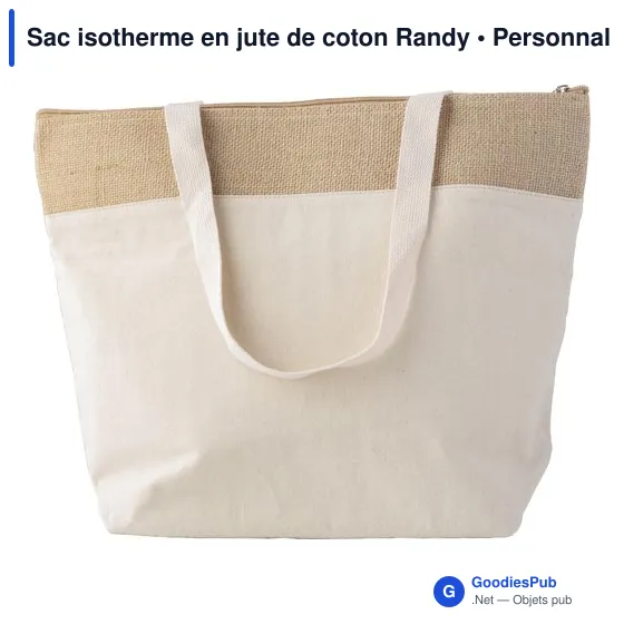 Sac isotherme personnalisable en jute avec logo - Modèle Randy - Image 1