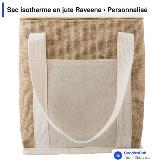 Sac isotherme personnalisable en jute Raveena avec logo - Image 1