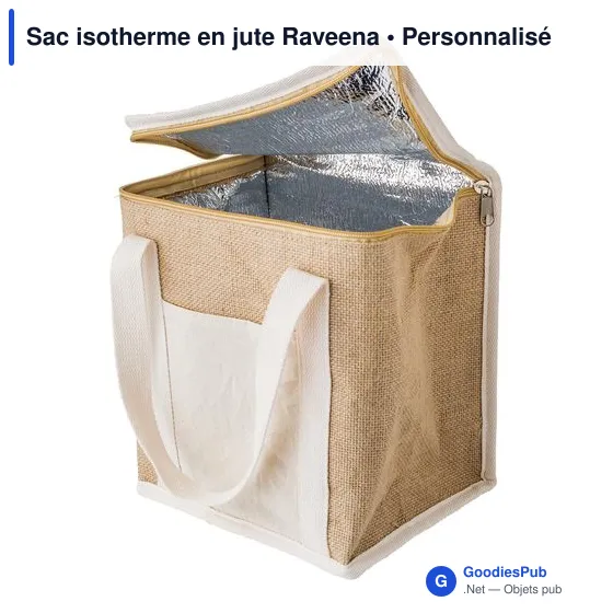 Sac isotherme personnalisable en jute Raveena avec logo - Image 2