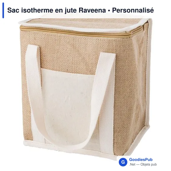 Sac isotherme personnalisable en jute Raveena avec logo - Image 3