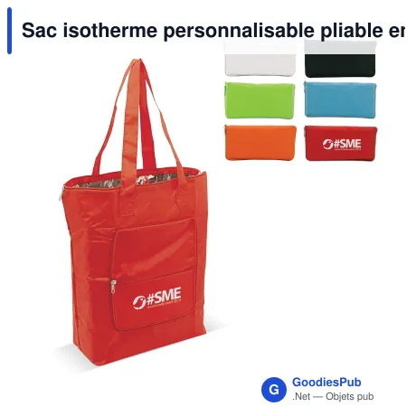 Sac isotherme personnalisable pliable en polyester avec logo - 41 x 44 cm