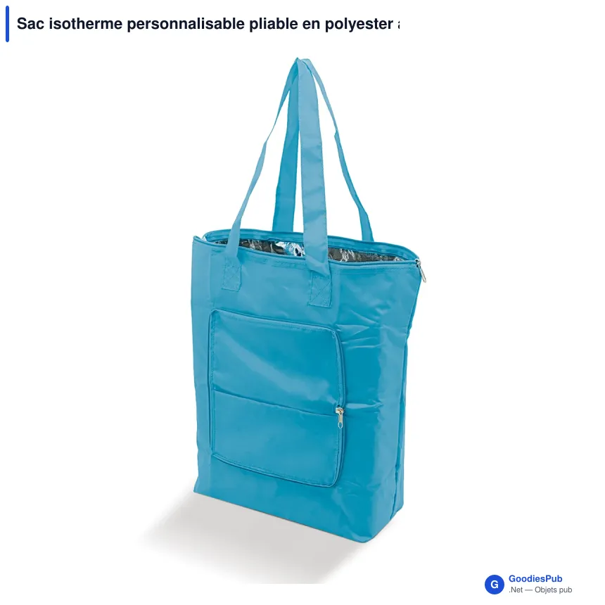 Sac isotherme personnalisable pliable en polyester avec logo - 41 x 44 cm - Image 2