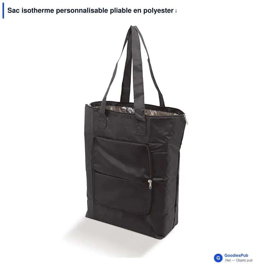Sac isotherme personnalisable pliable en polyester avec logo - 41 x 44 cm - Image 3