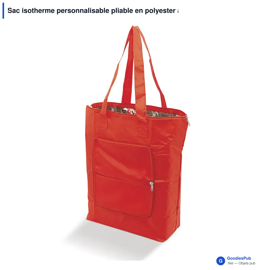 Sac isotherme personnalisable pliable en polyester avec logo - 41 x 44 cm - Image 4