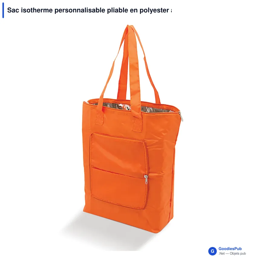 Sac isotherme personnalisable pliable en polyester avec logo - 41 x 44 cm - Image 6