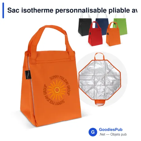 Sac isotherme personnalisable pliable avec tapis de pique-nique avec logo - 2 en 1