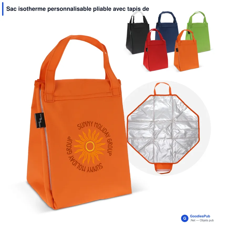 Sac isotherme personnalisable pliable avec tapis de pique-nique avec logo - 2 en 1 - Image 1