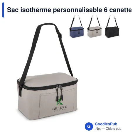 Sac isotherme personnalisable 6 canettes en R-PET 600D avec logo - 5 L