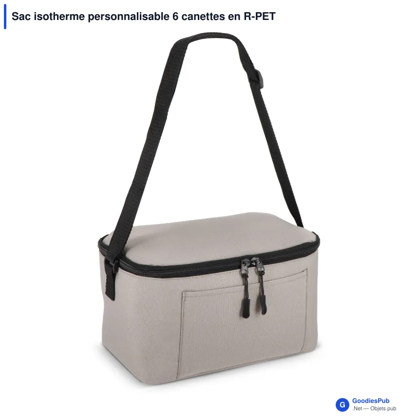 Sac isotherme personnalisable 6 canettes en R-PET 600D avec logo - 5 L - Image 2