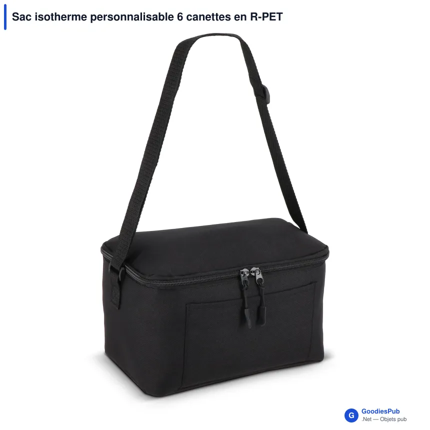 Sac isotherme personnalisable 6 canettes en R-PET 600D avec logo - 5 L - Image 3