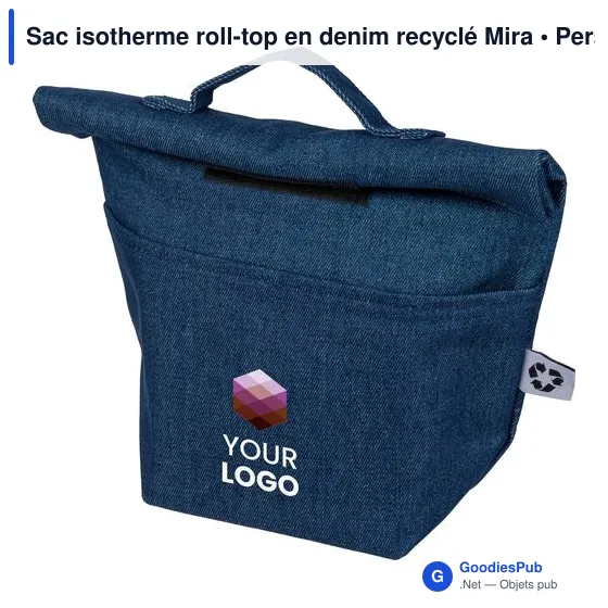 Sac isotherme roll-top en denim recyclé Mira - Image 3