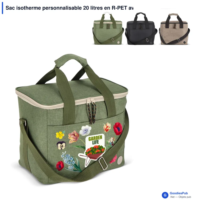 Sac isotherme personnalisable 20 litres en R-PET avec logo - Sagaform City - Image 1