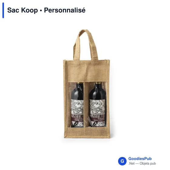 Sac en toile de jute personnalisable pour bouteilles - Sac Koopavec logo - Image 2