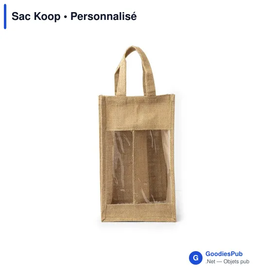 Sac en toile de jute personnalisable pour bouteilles - Sac Koopavec logo - Image 5