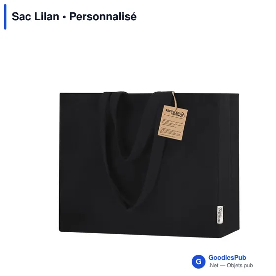 Sac shopping personnalisable en coton recyclé avec logo - Sac Lilan - Image 1