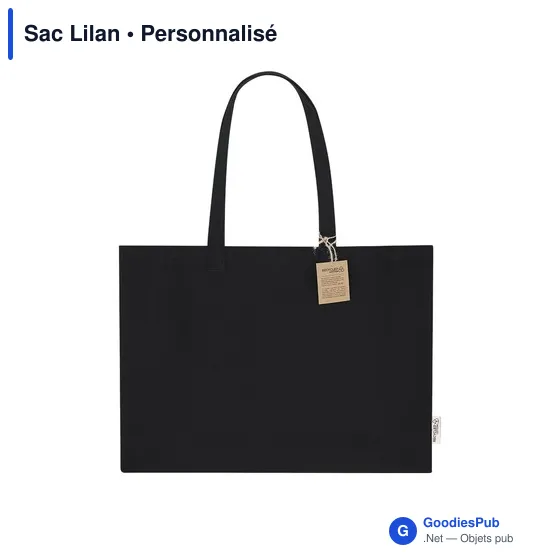 Sac shopping personnalisable en coton recyclé avec logo - Sac Lilan - Image 2