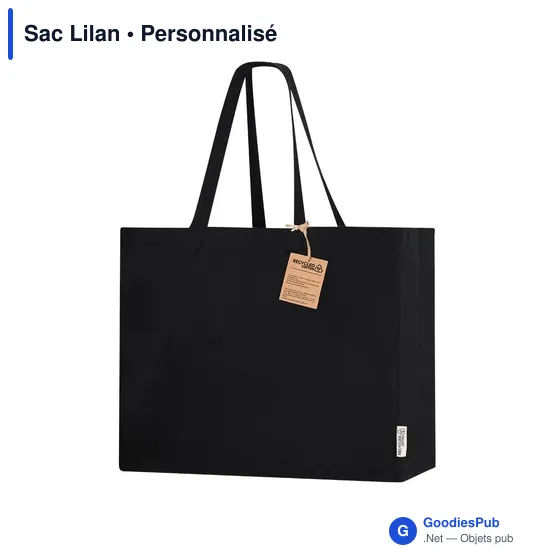 Sac shopping personnalisable en coton recyclé avec logo - Sac Lilan - Image 3