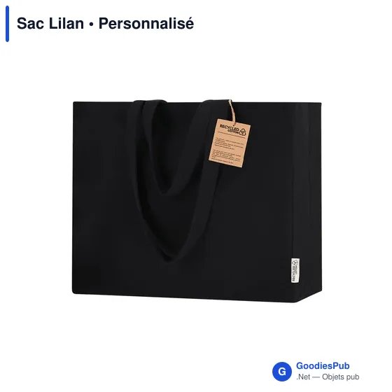 Sac shopping personnalisable en coton recyclé avec logo - Sac Lilan - Image 4