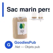 Sac marin personnalisable en jute et coton avec logo - Écru naturel - Miniature 1
