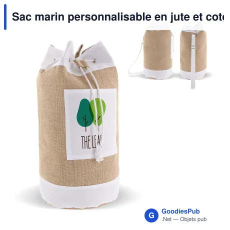 Sac marin personnalisable en jute et coton avec logo - Écru naturel