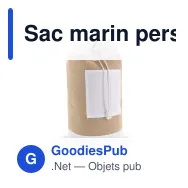 Sac marin personnalisable en jute et coton avec logo - Écru naturel - Miniature 2