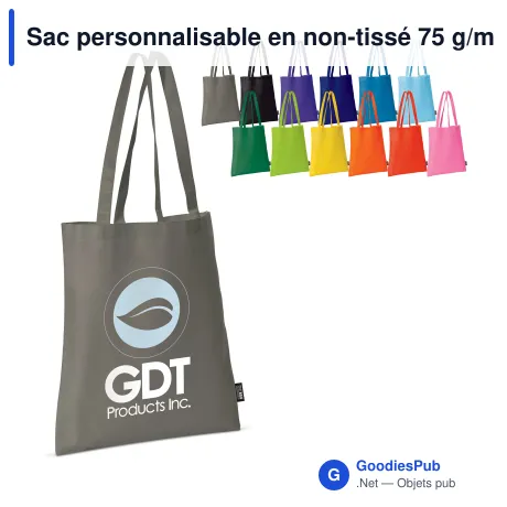 Sac personnalisable en non-tissé 75 g/m² coloré avec logo - Couleurs Classic