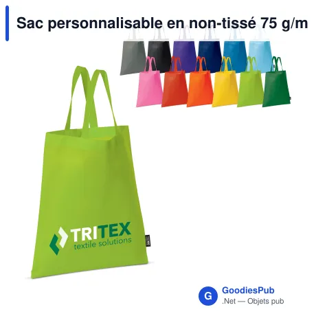 Sac personnalisable en non-tissé 75 g/m² 38 x 42 cm avec logo - Couleurs