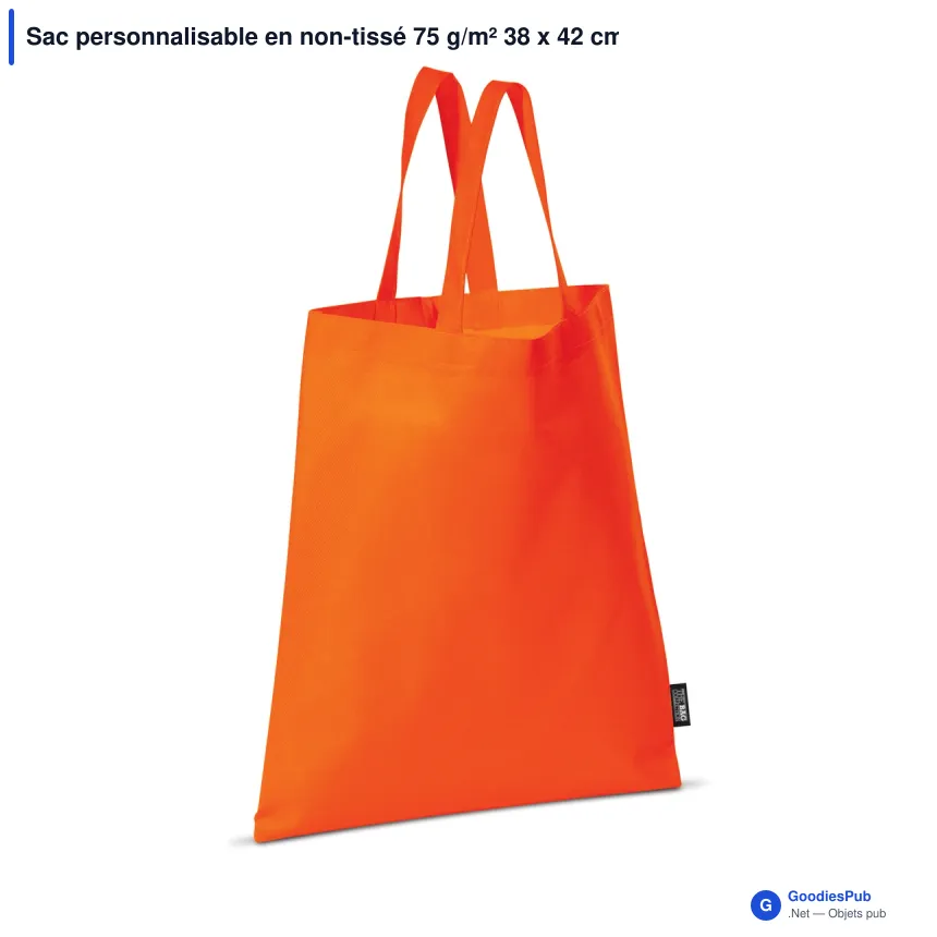 Sac personnalisable en non-tissé 75 g/m² 38 x 42 cm avec logo - Couleurs - Image 3