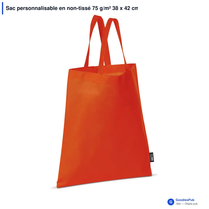 Sac personnalisable en non-tissé 75 g/m² 38 x 42 cm avec logo - Couleurs - Image 5