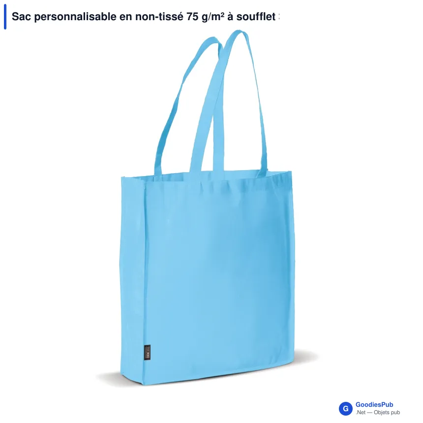 Sac personnalisable en non-tissé 75 g/m² à soufflet 38 x 9 x 42 cm avec logo - Bicolore - Image 2