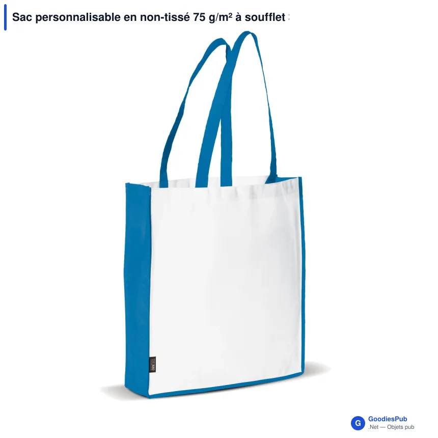 Sac personnalisable en non-tissé 75 g/m² à soufflet 38 x 9 x 42 cm avec logo - Bicolore - Image 12