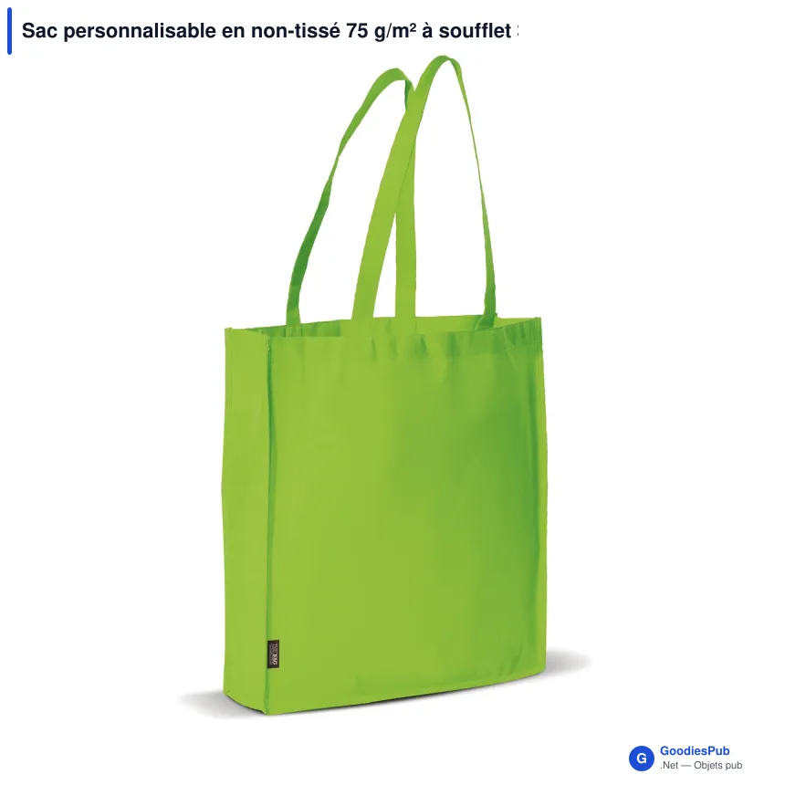Sac personnalisable en non-tissé 75 g/m² à soufflet 38 x 9 x 42 cm avec logo - Bicolore - Image 3