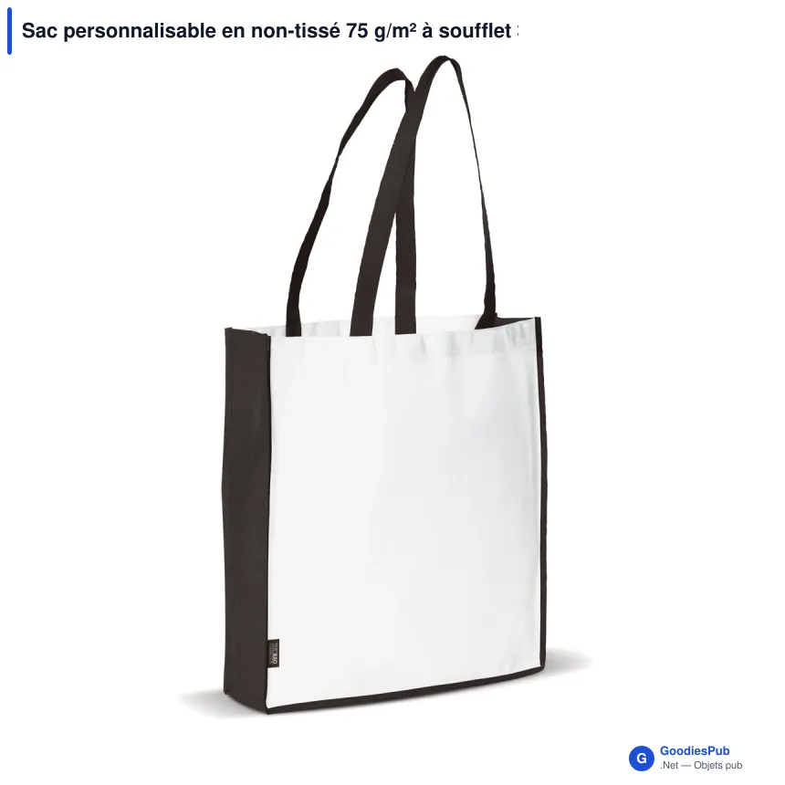 Sac personnalisable en non-tissé 75 g/m² à soufflet 38 x 9 x 42 cm avec logo - Bicolore - Image 4