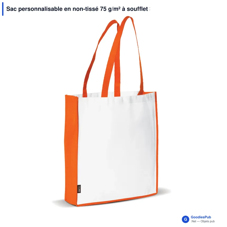 Sac personnalisable en non-tissé 75 g/m² à soufflet 38 x 9 x 42 cm avec logo - Bicolore - Image 5