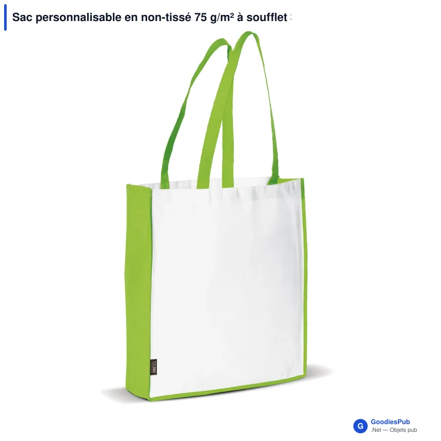 Sac personnalisable en non-tissé 75 g/m² à soufflet 38 x 9 x 42 cm avec logo - Bicolore - Image 6